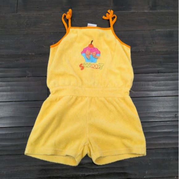 Absorba Baby Cupcake Sweet Romper Yellow Orange Terry cloth summer 2T - Picture 1 of 5
